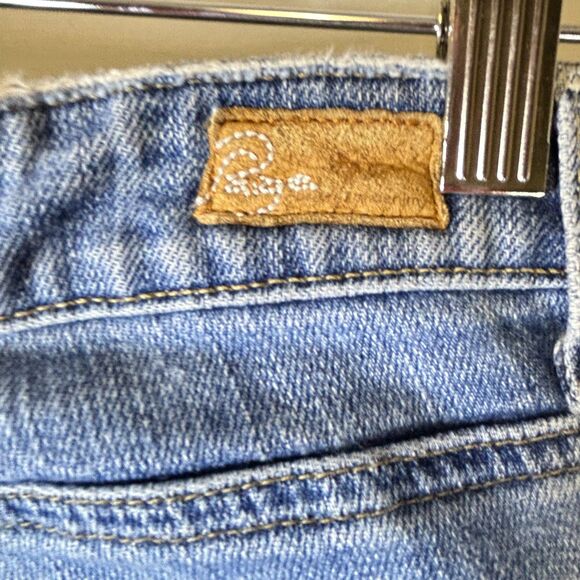 Paige Hollywood Hills Blue Light-Med Wash Lower Rise Flared Bootcut Jeans Sz 31 - Picture 9 of 14